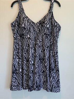 Saltwater Swim Dress One Piece Black & White Swimsuit